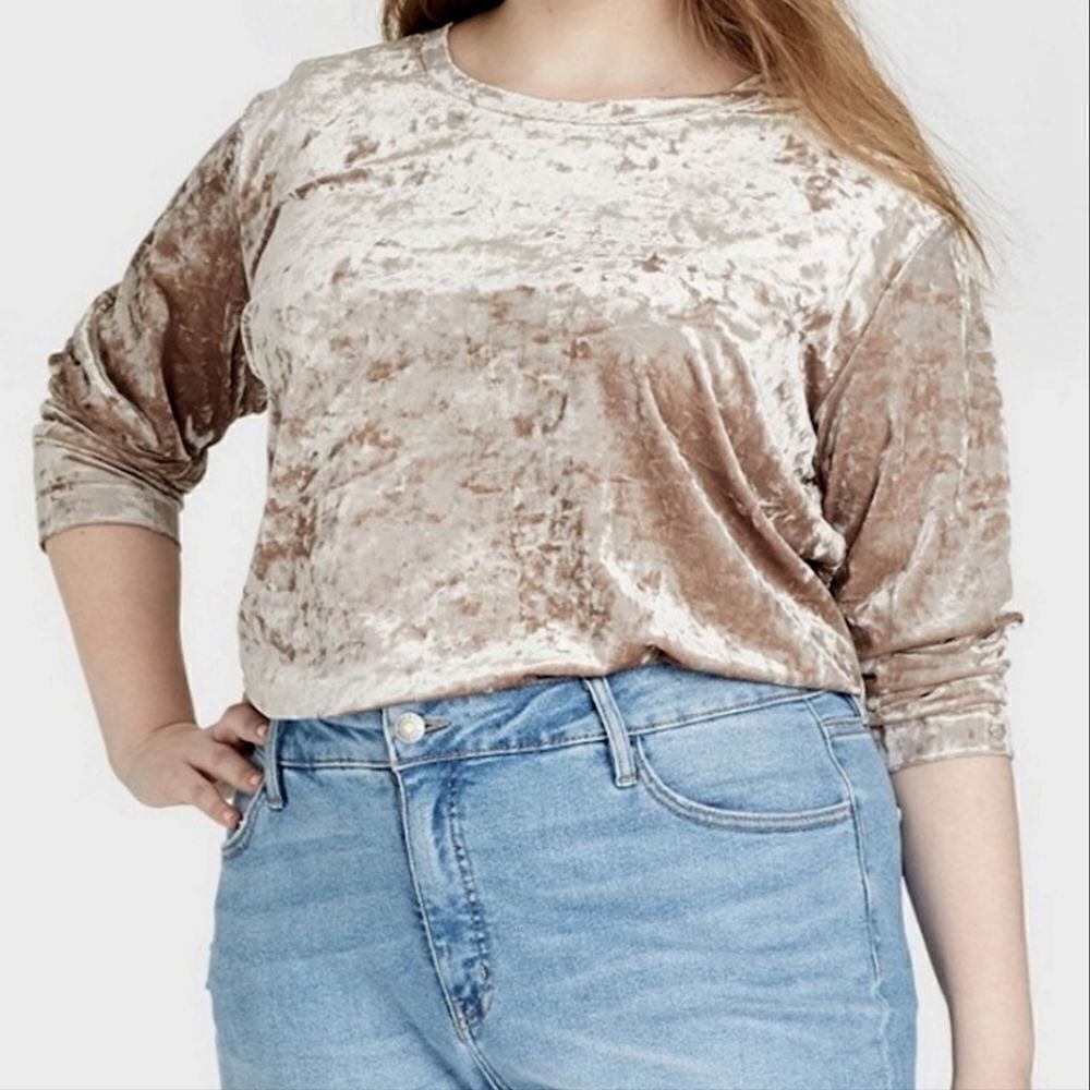 NWT Long sleeve Velvet Top Ava&Viv Plus
